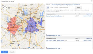 Geographic Targeting Dallas Exclude Fort Worth